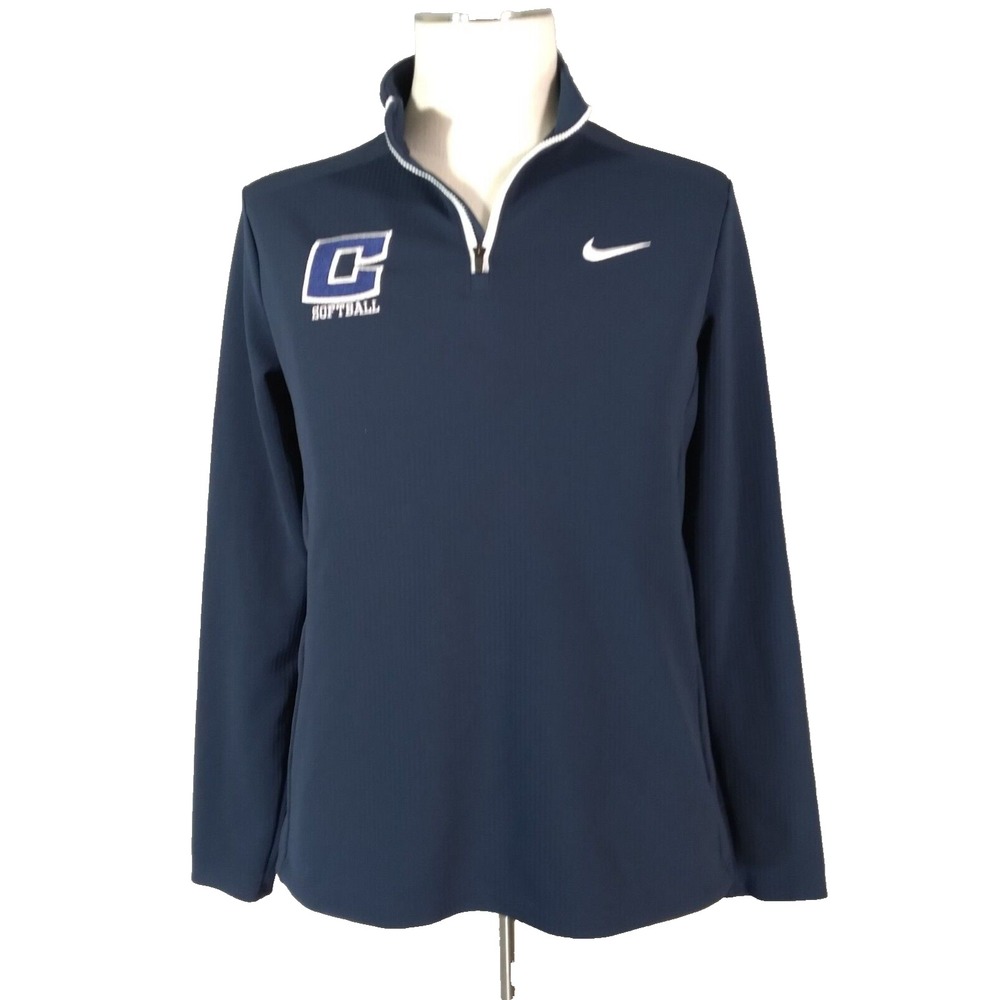 Nike Pullover Women L Blue Dri-Fit 1/4 Zip Softball Jersey Warm-up Running Top